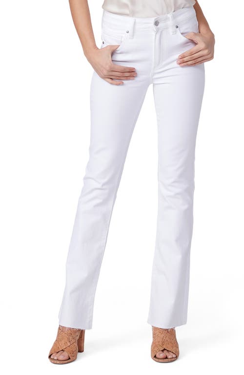 Laurel Canyon High Waist Raw Hem Flare Leg Jeans in Crisp White