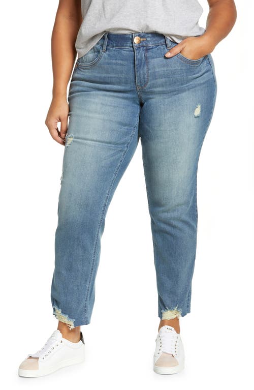 Embroidered Pocket Girlfriend Jeans in Lbv-Light Blue Vintage