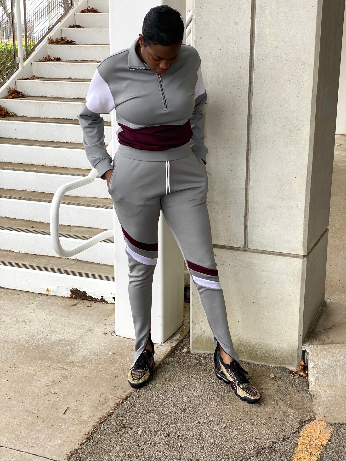 Tall Grey and White Jogger Set